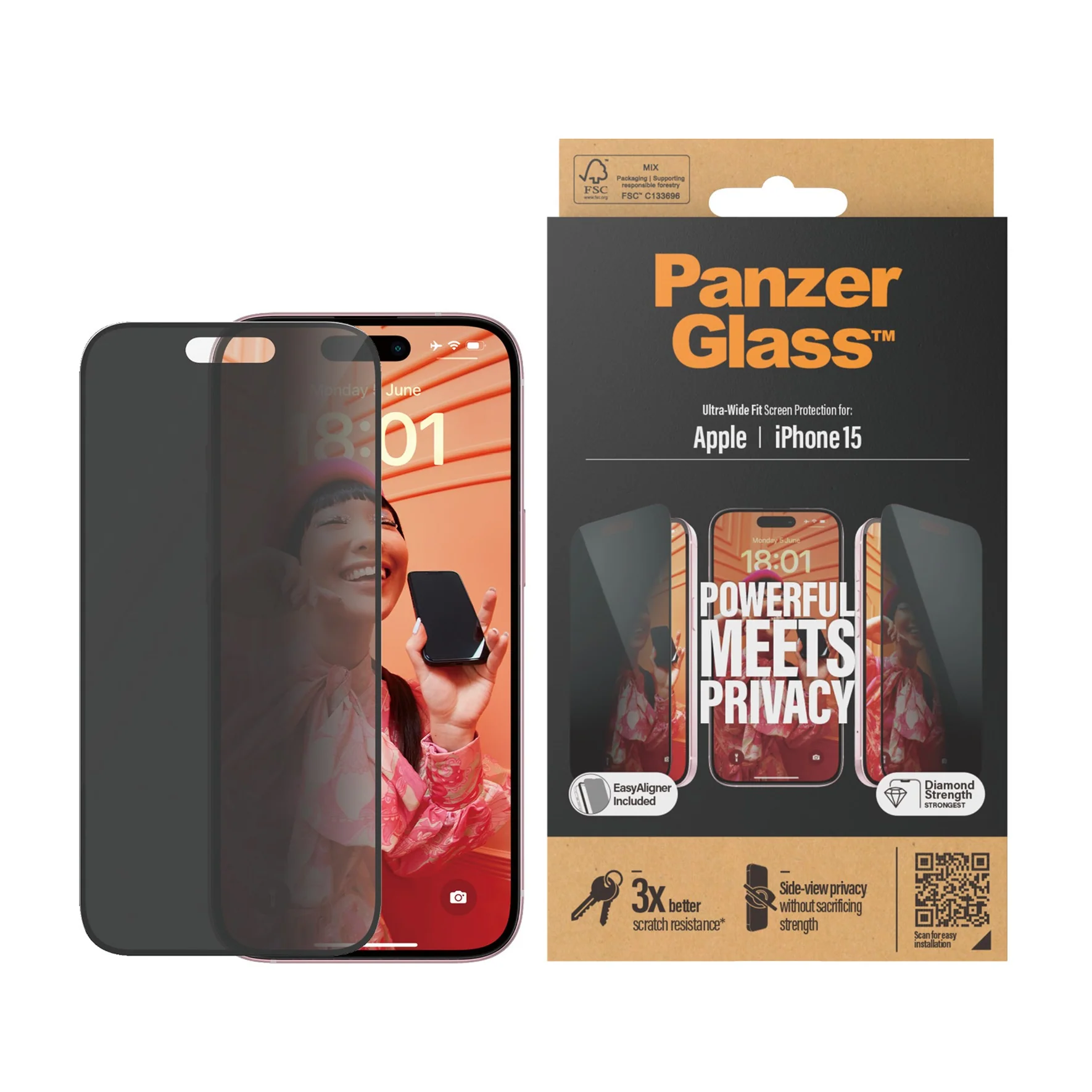 PANZERGLASS® PROTECTION D'ÉCRAN D'INTIMITÉ IPHONE 15