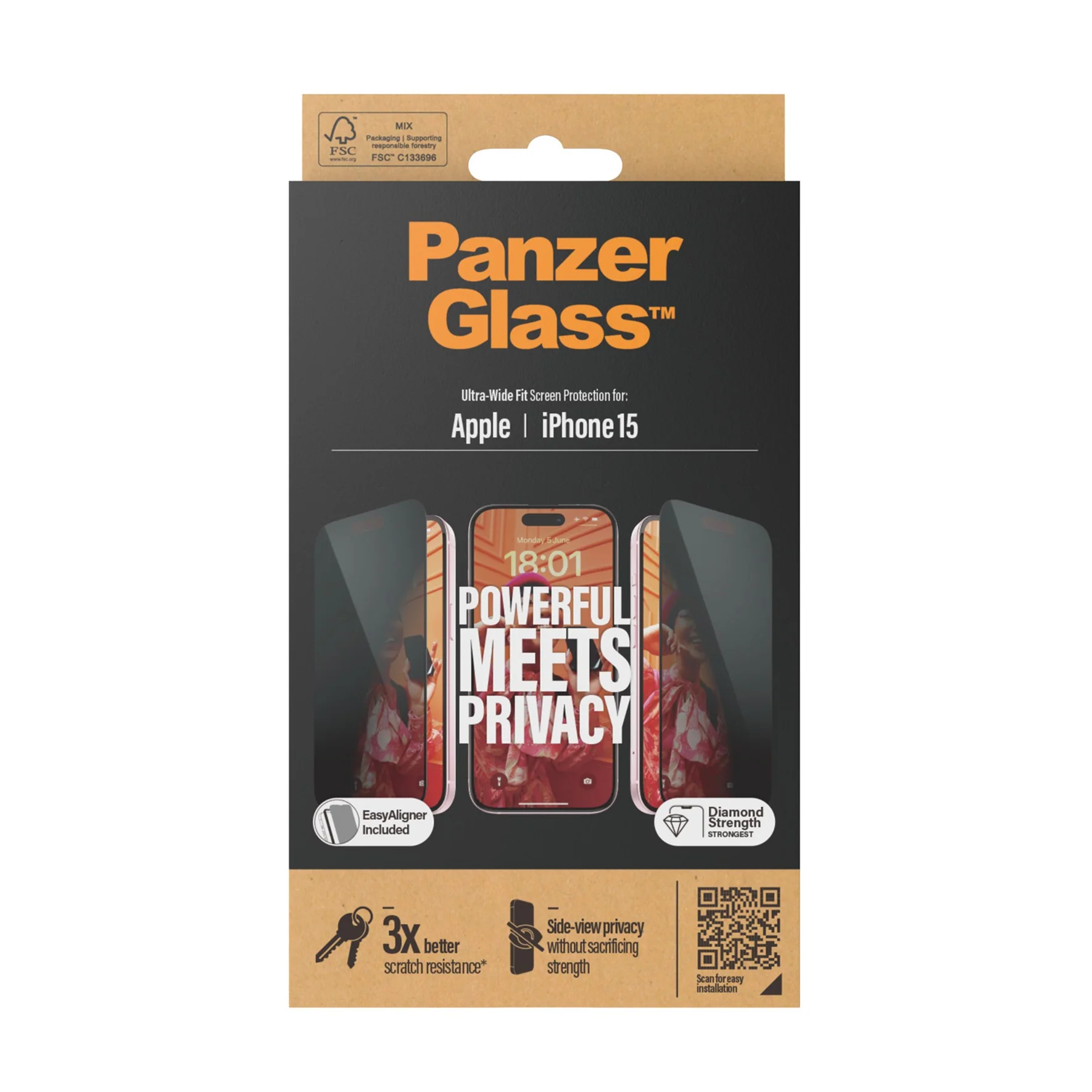 PANZERGLASS® PROTECTION D'ÉCRAN D'INTIMITÉ IPHONE 15 – Image 2