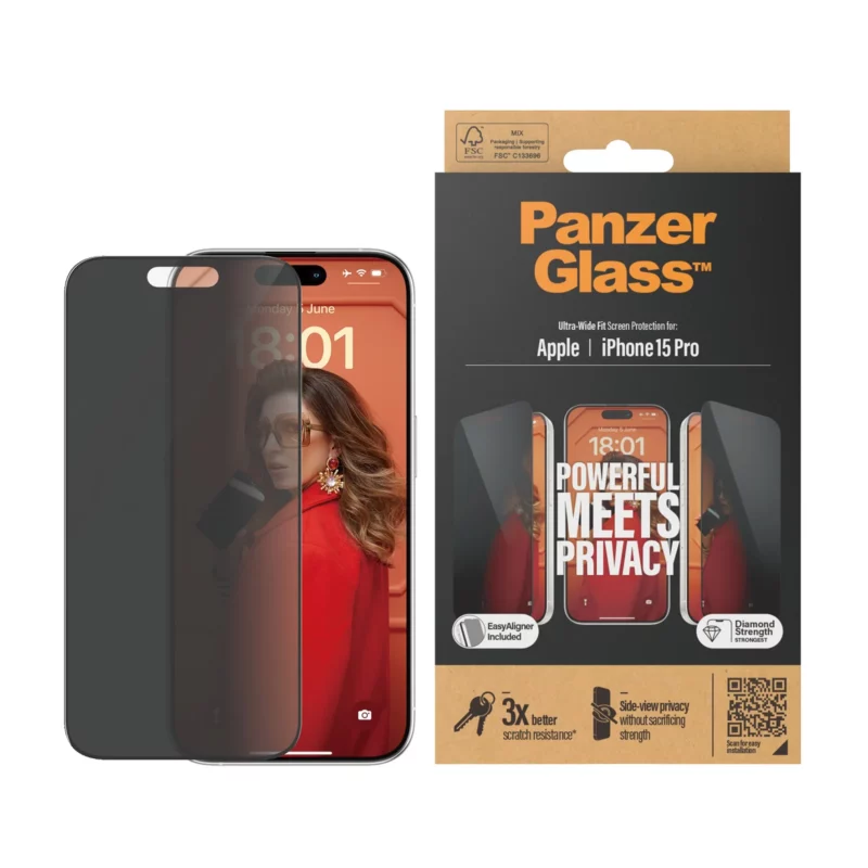 PROTECTEUR D'ÉCRAN DE CONFIDENTIALITÉ PANZERGLASS® IPHONE 15 PRO