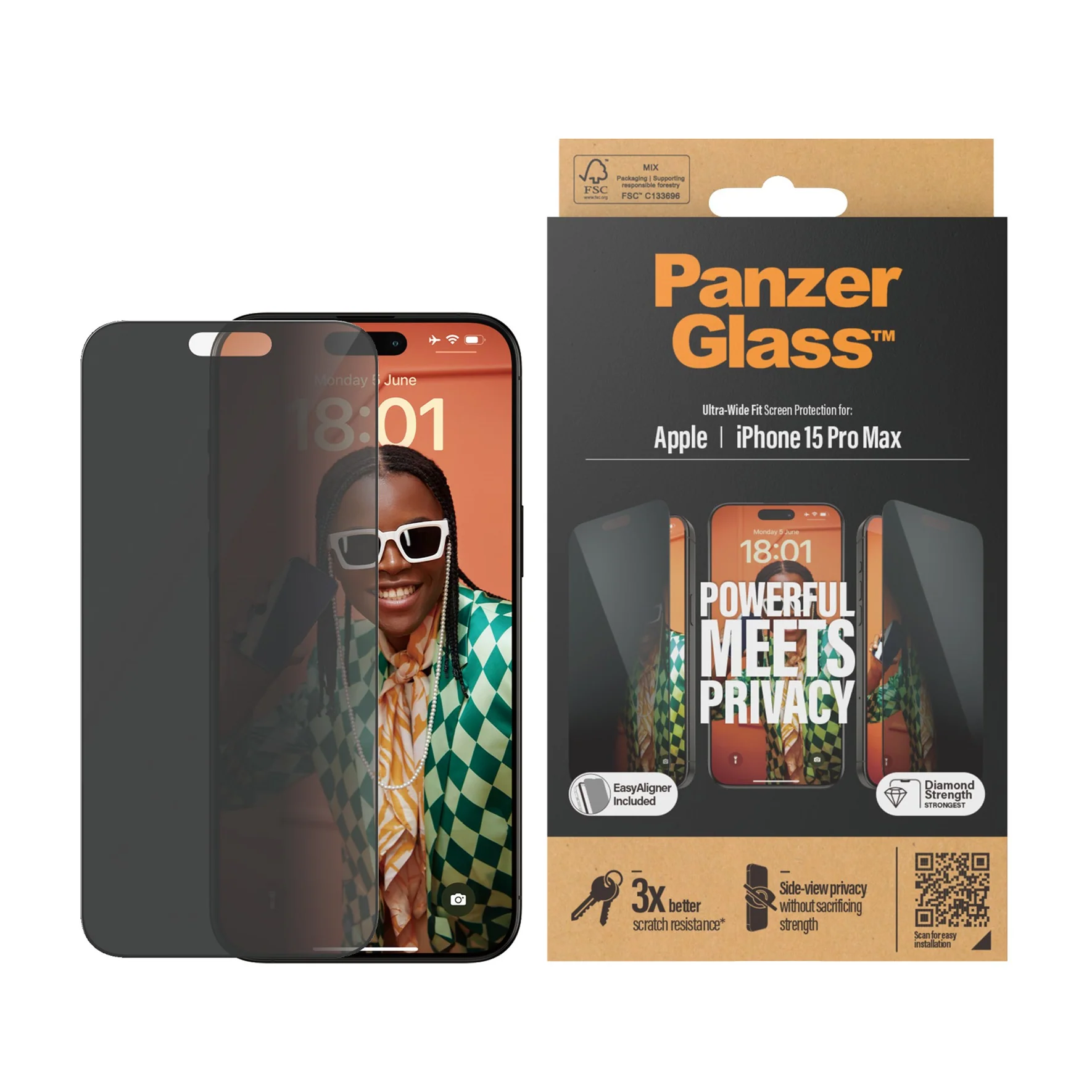 PROTECTEUR D'ÉCRAN DE CONFIDENTIALITÉ PANZERGLASS® IPHONE 15 PRO MAX