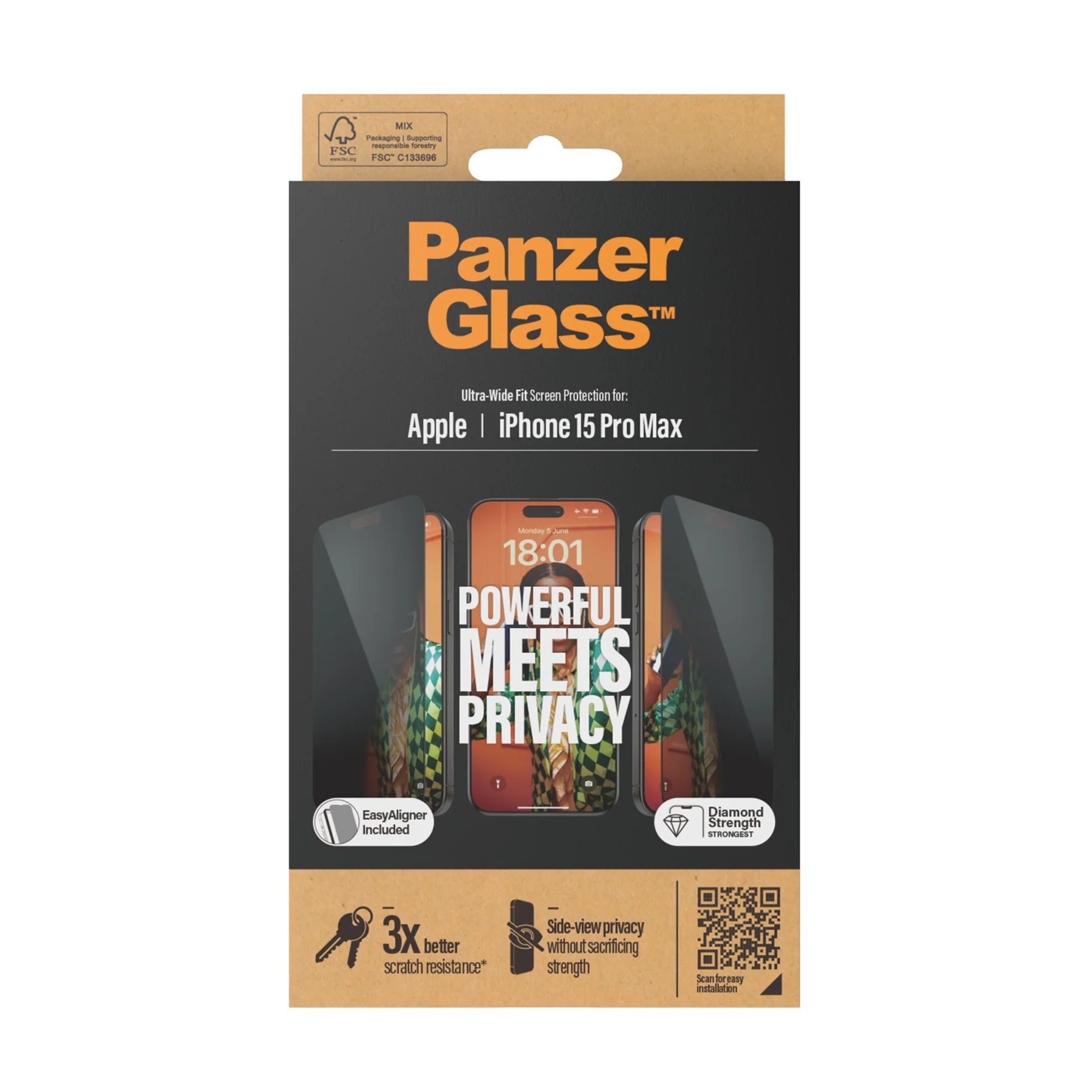 PROTECTEUR D'ÉCRAN DE CONFIDENTIALITÉ PANZERGLASS® IPHONE 15 PRO MAX – Image 2