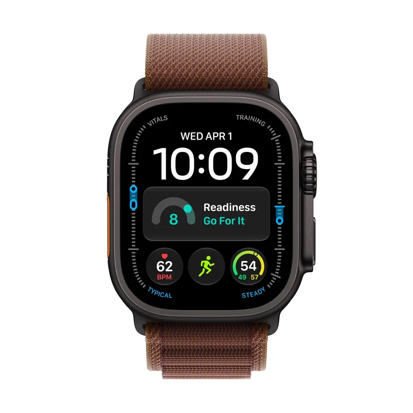 Apple Watch Ultra 4 GPS + Cellular 49 mm Titane noir avec Boucle Alpine bordeaux — M